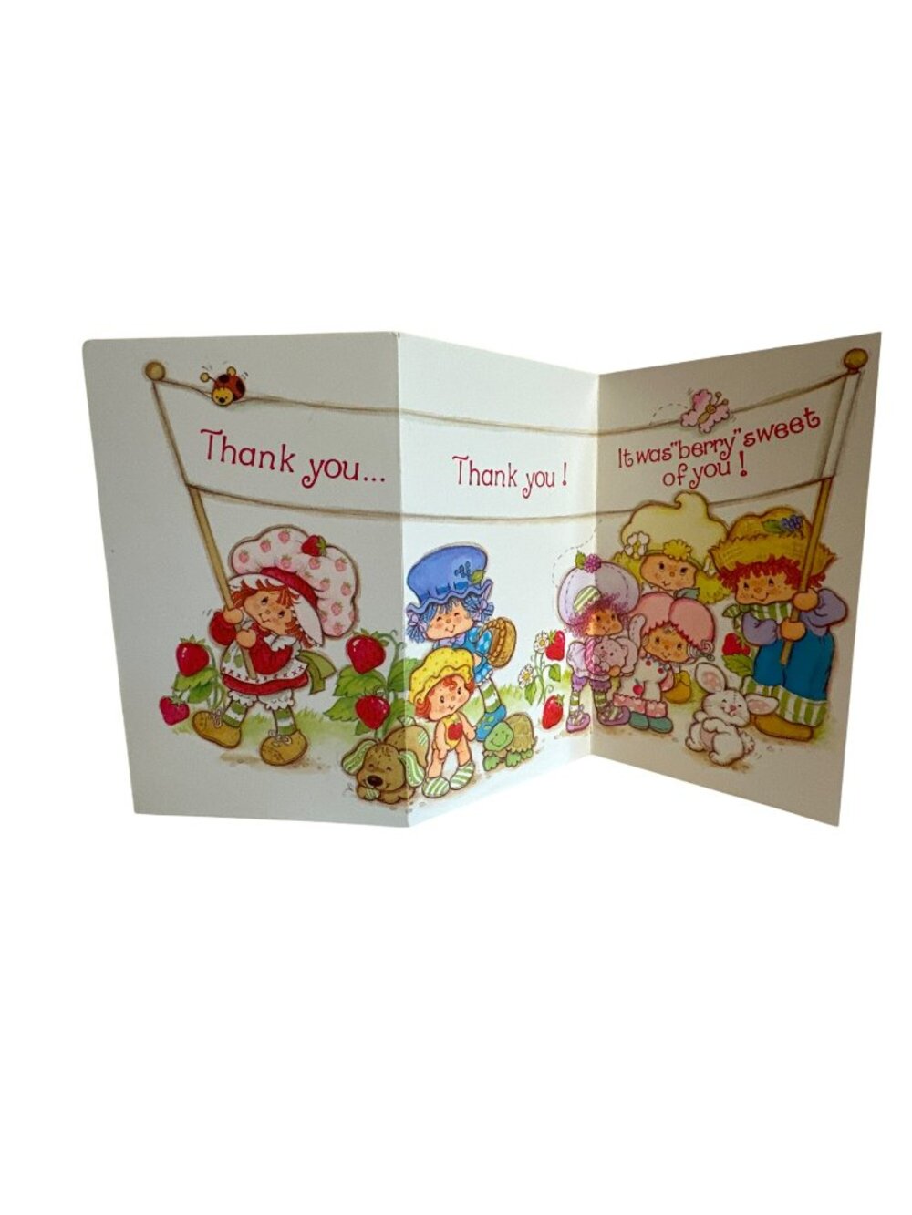 VTG Strawberry Shortcake Folded Thank You Greeting Card 80s American Greetings